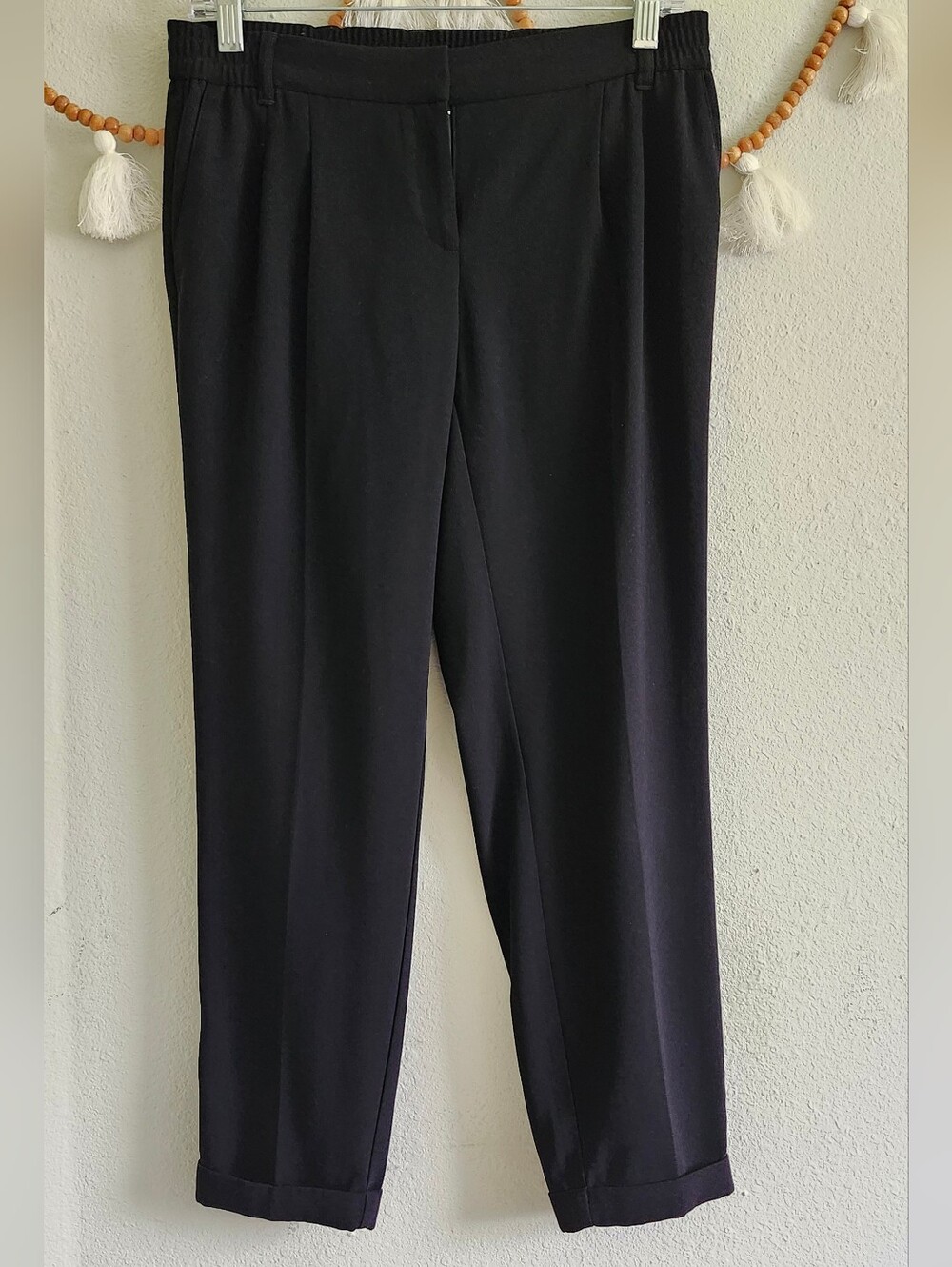 Bar III Black Cuffed Hem Pleated Trousers